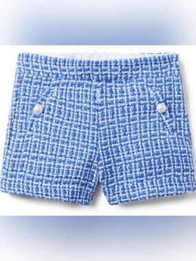 Janie & Jack Girls Infant Toddler Tweed Dress Shorts Blue Pearl Buttons 3T Baby